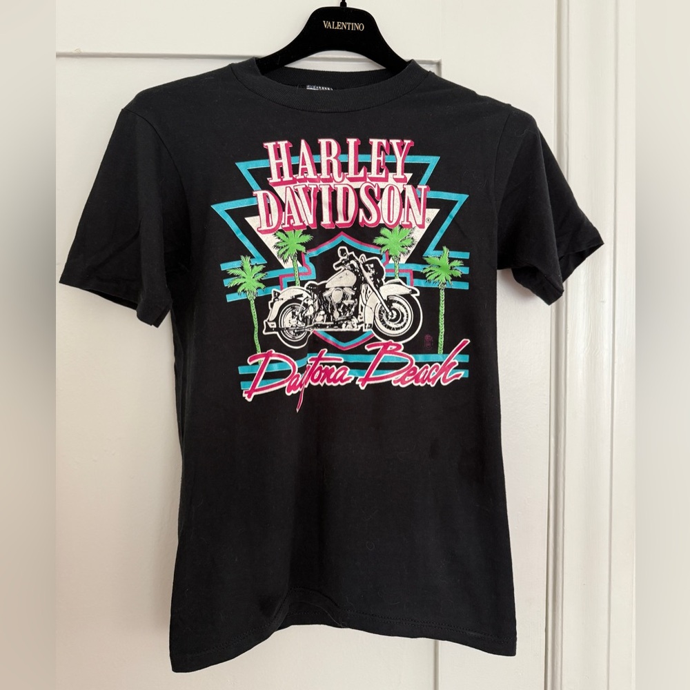 Vintage Harley-Davidson Black Tee - Daytona Beach Graphic - Size S